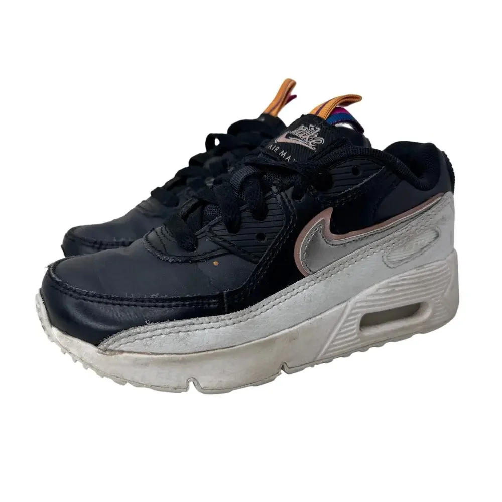 Nike Air Max 90 LTR PS Sneakers Low Top DJ0415-001 Black White‎ Kids Size 13C